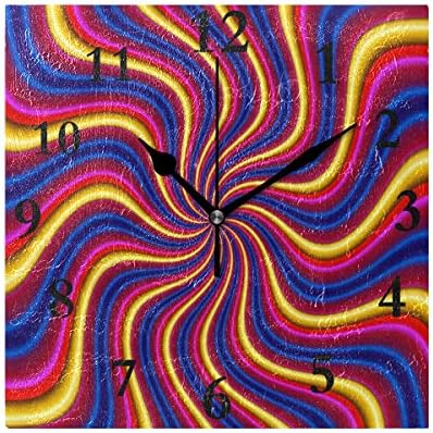 SHNUFHBD Silent Wall Clock Psychedelic Trippy Home/Office/Kitchen/Bedroom/Living Room 7.877.87Inch