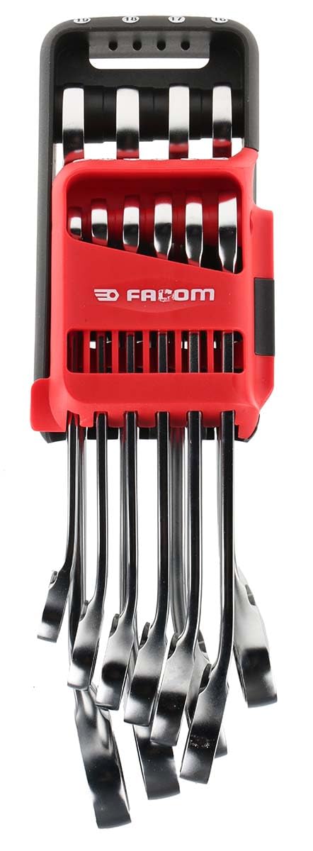Facom - Set of 10 Metric and Inch Combination Ratchet Spanners - 467B.JP10 - Compact and Easy to Use - Chemical Resistant - Long Life - Portable Case