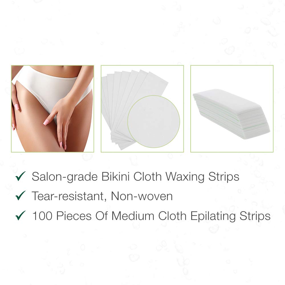 Clean + Easy Medium Cloth Strips for Hair Removal, Wax Strips For Legs & Bikini Waxing, Mess-free and Ready-to-Use, For Salon and At-Home Treatment, for all Skin Types, Pre-cut 1 1/4