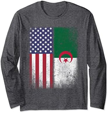 Unisex Algerian American Flag T-shirt Algeria Usa Tee XL: Dark Heather