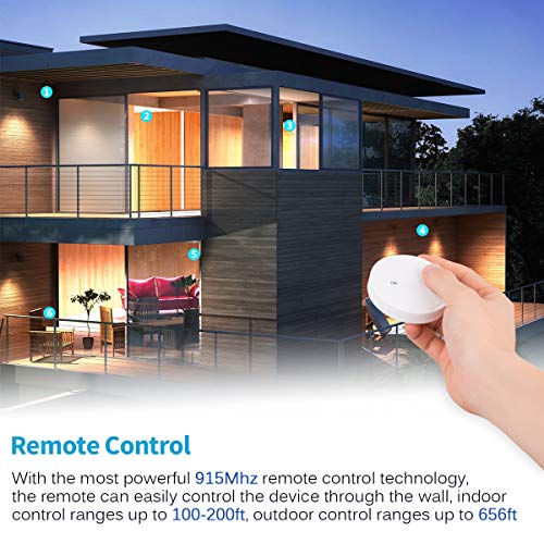 LoraTap Remote Control Outlet Plug Adapter with Remote, 656ft Range Wireless Switch for Lights and Household Appliances, No Hub Required, 16A/1760W, White, 2 Years Warranty