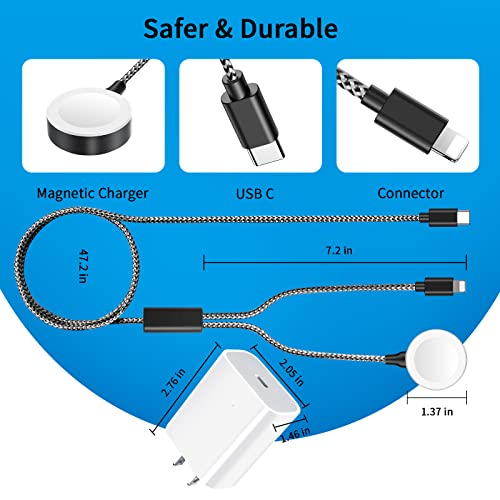2 in 1 Charger for Apple Watch and iPhone, 20W USB C Fast Charger with