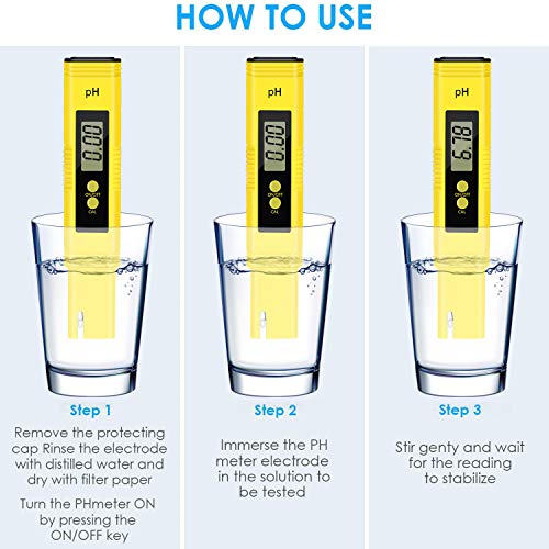 KWODE Digital PH Meter,Water Quality Tester Pen with 0-14 PH Measurement Range ATC 0.01 PH High Accuracy for Household Drinking, Pool and Aquarium Water