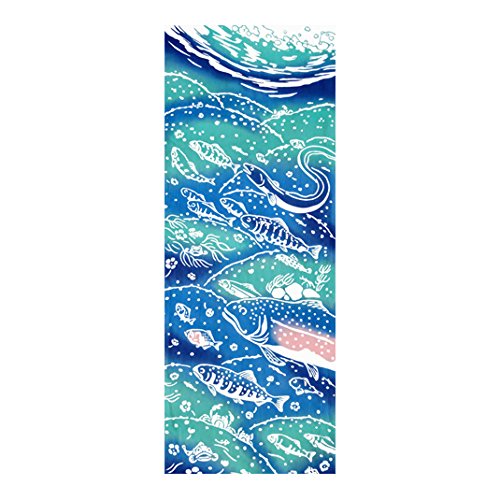 Todaya Shoten Herd of Freshwater Fish Chusen Tenugui Tapestry