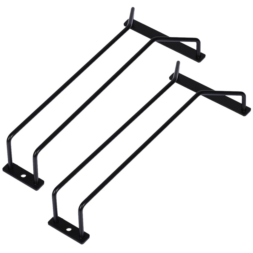 Dianoo 2pcs Wine Glass Rack Under Cabinet Black, Metal Wine Glass Holder, Stemware Rack Under Shelf, Wine Glasses Storage Hanger, 27.5cm