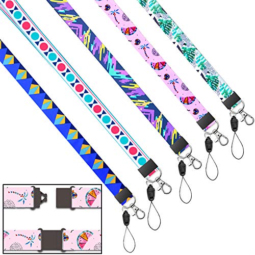 Lanyard with id Holder Badges Horizontal Hall Pass Lanyards with Badge Holders for Kids Women Keys Cruise Ship Card Breakaway Safety Lanyard for Keys Men Key Card 5 Pack Wide 2cm 34" Polyester Straps - Thumbnail 3
