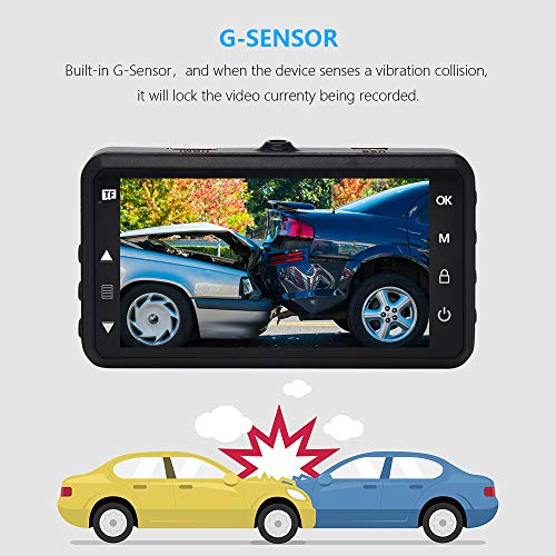 Caferria Dash Cam 1296P FHD Dashboard Car Camera DVR Driving Recorder 3" LCD Screen 170°Wide Angle, G-Sensor, Night Vision, WDR, Parking Monitor, Loop Recording, Motion Detection
