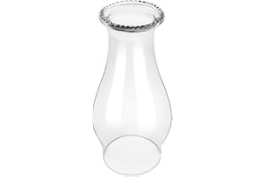 SUNJIKA Oil Lamp Chimney Replacement, Clear Hurricane Glass Shade with Wave Style, 3-Inch Base for Kerosene Lamps
