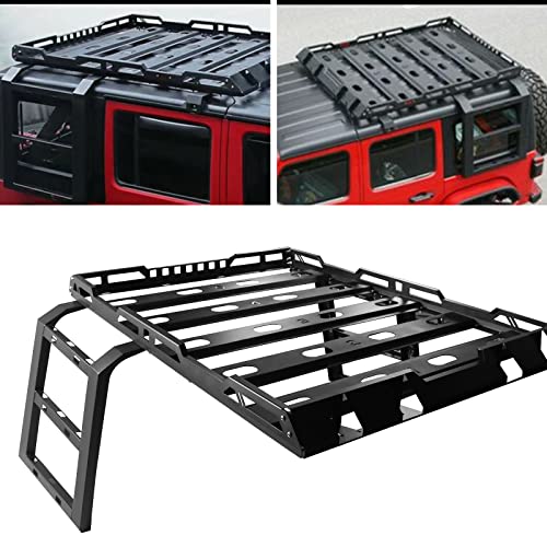 BoardRoad Roof Rack Cargo Basket with Double Ladders Steel Black
