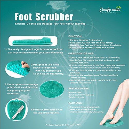 Bath & Shower Floor Foot Scrubber Brush Combined with a Foot File Callus Remover, Perfect as a Pedicure Tool Clean Set,Best for foot Spa Soak,feet Wash - Thumbnail 6