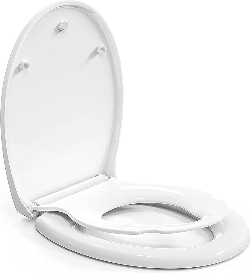 Pipishell Family Toilet Seat Soft Close with Removable Child Seat White