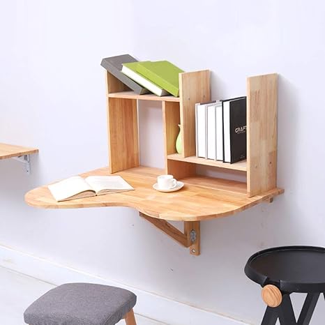 Amazon Co Jp Folding Table 壁掛け式折りたたみテーブルオーク折りたたみ式本棚付き子供用本棚 蝶型子供用デスク折りたたみ式 テーブル木製オフィス本棚 500x700x410mm ホーム キッチン