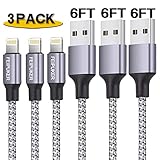 iPhone Charger,FEIPUKER 3 Pack 6FT Nylon Braided USB Charging Lightning Cable High Speed Data Sync Transfer Cord Compatible with iPhone 11 Pro Max XS XR X 8 7 6S 6 Plus SE 5S 5C 5 iPad