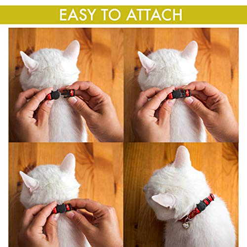Cat Collar Stars and Moon, 6-Pack, Reflective with Bell, Solid & Safe Collars for Cats, Nylon, Kitty Collars, Pet Collar, Breakaway Cat Collar, Free Replacement - Thumbnail 6