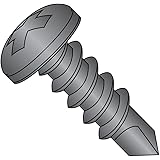 Steel Self-Drilling Screw, Black Zinc Plated Finish, Pan Head, Phillips Drive, #3 Drill Point, #10-16 Thread Size, 1" Length (Pack of 100)