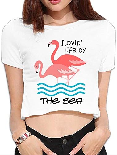 PolkBro Lovin' Life By The Sea Sexy Womens Cropped Tops Tees Short T-shirt Blouse Clubwear