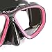 Seavenger Diving Snorkel Set- Dry Top Snorkel/Trek Fin / 2-Windows Tempered Glass Mask/Gear Bag- Pink Ribbon -Black Silicone - Large/X-Large