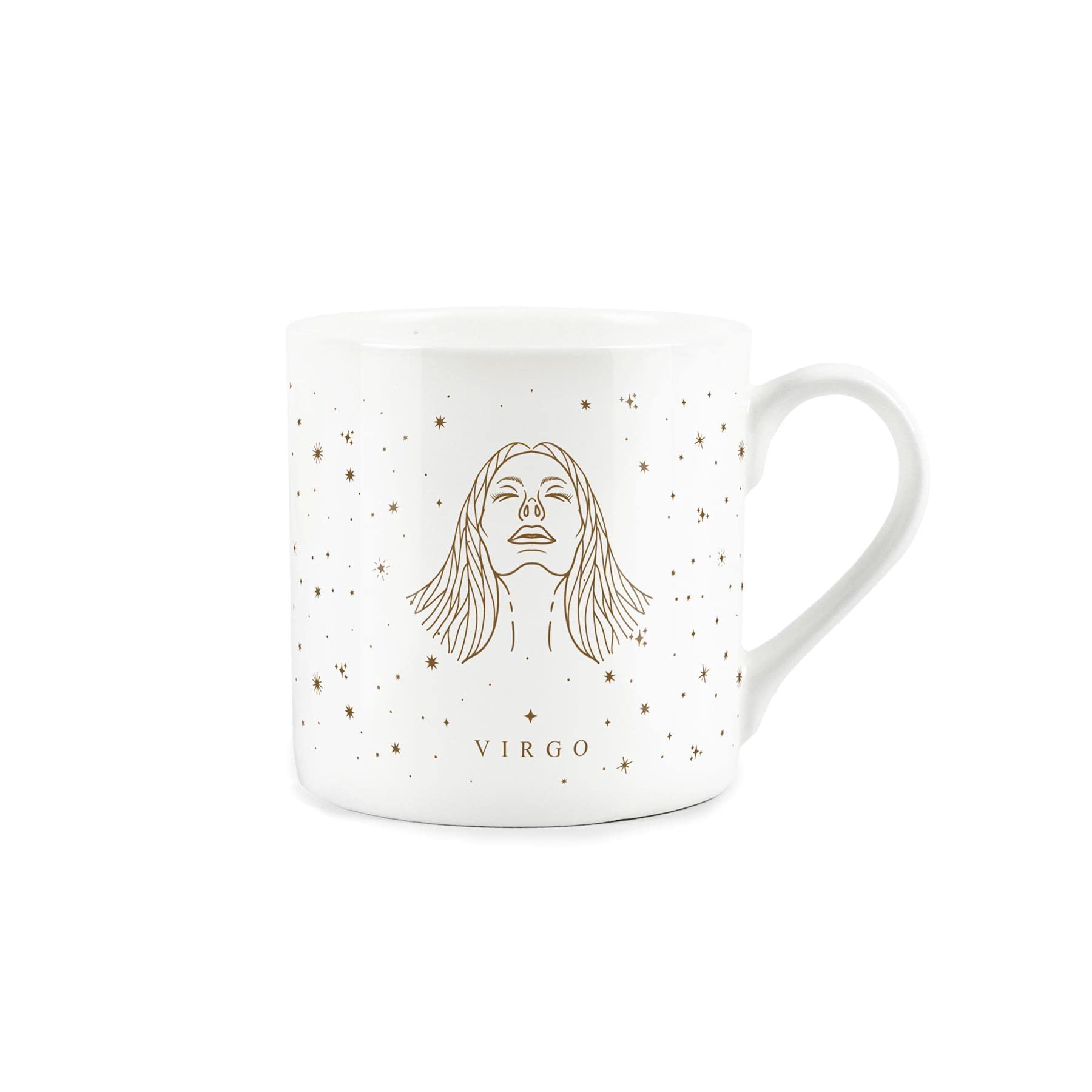 Purely Home Virgo Gold Star Sign Mug - Fine Bone China White Mug Coffee/Tea Present Zodiac Gift