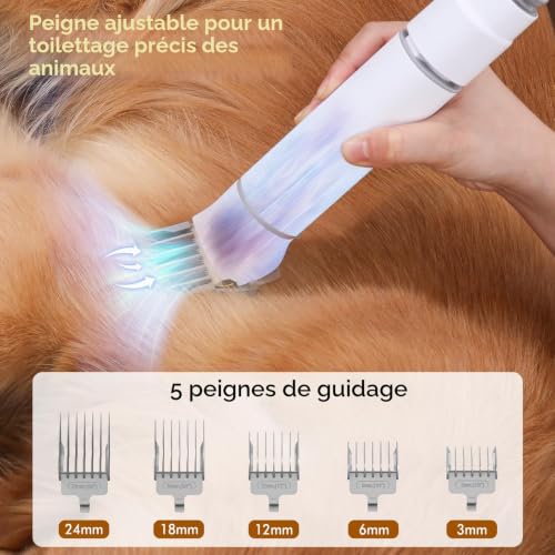 Rywell 4L Large Capacity Dog Hair Vacuum Cleaner Pet Grooming Kit with 4 Adjustable Modes (3/6/8/13kPa) HEPA Filtration for Pet Hair Loss