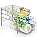 EZOWare 3-Tier Pull Out Sliding Drawer Storage Organizer Rack for Multipurpose Use Under the Sink, Bathroom, Cabinet, Office Desks, Counter top, Pantry, and Kitchen - Silver