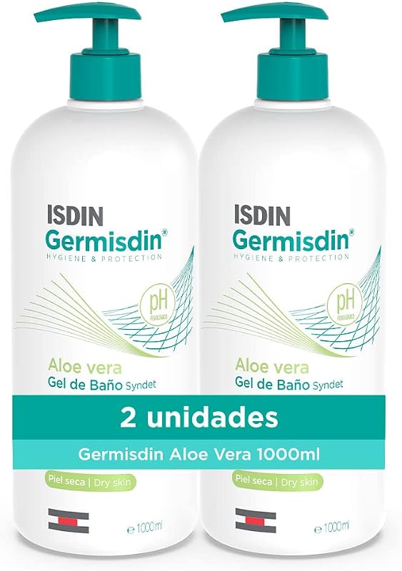 Germisdin Syndet Gel Douche Aloe Vera Usage Quotidien Recommandé Peaux Sèches ou Démangeaisons 1 L - Lot de 2