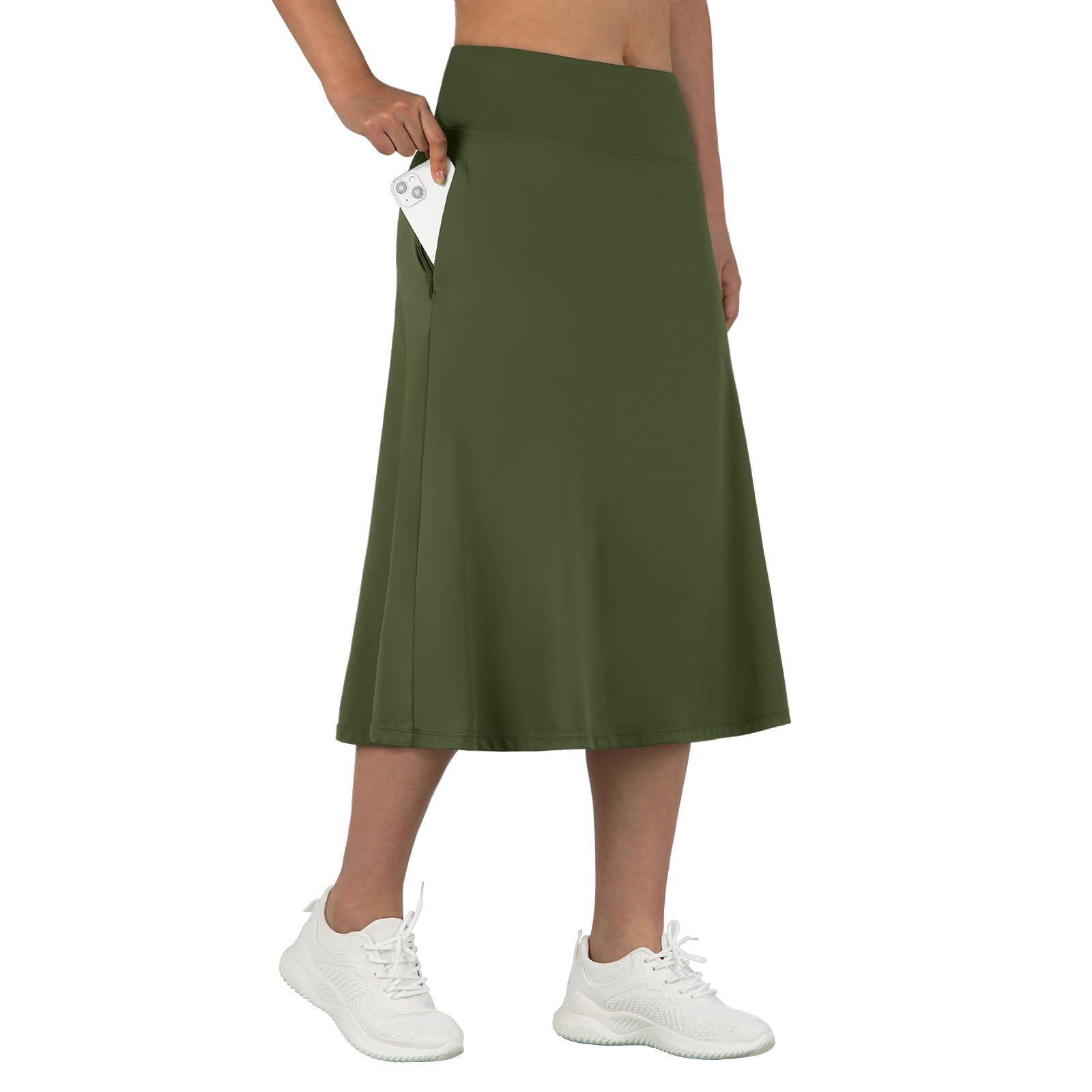ANIVIVO Women's Midi Length Skorts Skirts with Pockets Modest Skirts 28" Long Knee Length Athletic Skorts(OliveGreen 3XL) Image ANIVIVO Women's Midi Length Skorts Skirts with Pockets Modest Skirts 28" Long Knee Length Athletic Skorts(OliveGreen 3XL) Image