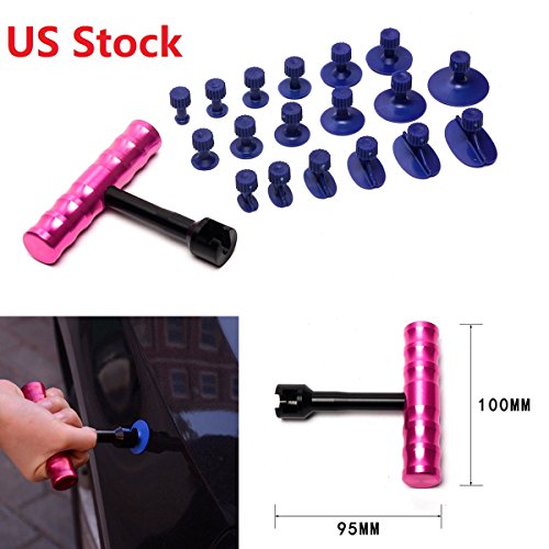 LEAGUE&CO 1set Car Useful Convenient Auto Body Dent Repair Tool Lifter Puller DIY Mini T-bar Pit Removal With 18Pcs Puller Tabs