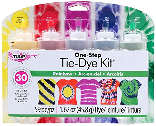 Tulip - One-Step 5 Color Tie-Dye Kits Rainbow,1.62oz and Tulip Rubber Bands 100-pc