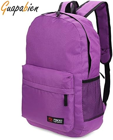Solid Color Letter Ladder Lock Zipper Portable Backpack for Unisex (DEEP PURPLE)
