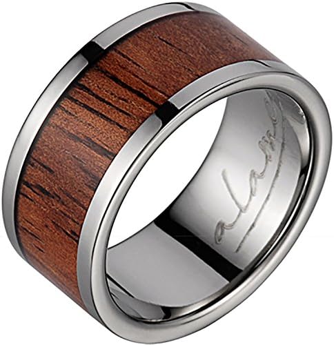 Titanium Wedding Band With Koa Wood Inlay 10 mm