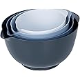 BoxedHome Nesting Plastic Mixing Bowl Set With Pour Spout, Microwave and Dishwasher Safe, BPA free Non-Slip Base, Set of 4 Size 1.7, 2.5, 3.5 and 4.5qt, Great for Prepping, Baking, Cooking (Haze Blue)
