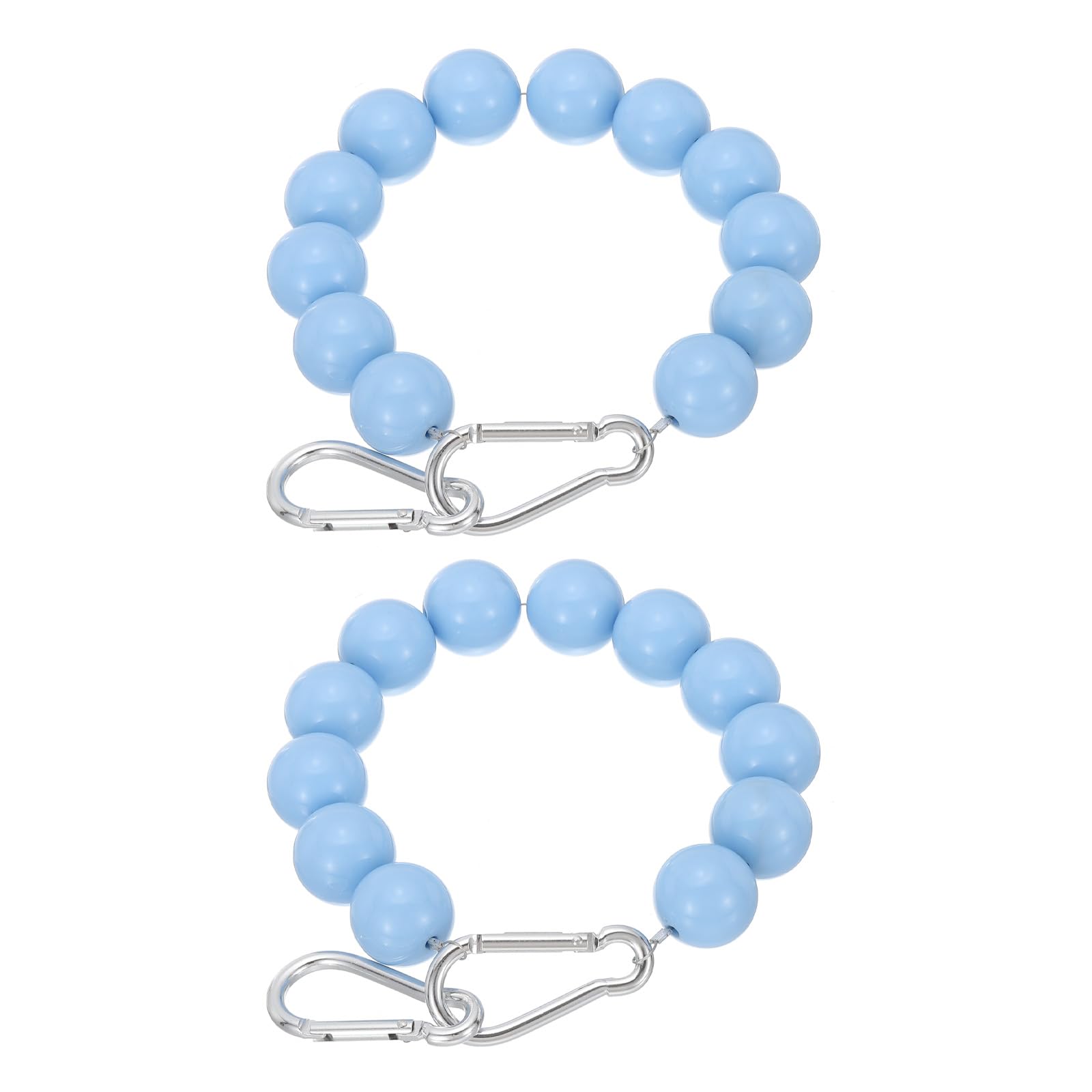 PATIKIL Flagpole Retainer Ring Flag Pole Accessories, 2 Pcs Flag Beaded Mount Ring Keep Flag Close to Pole Weight with Stainless Steel Cable for Indoor Outdoor Flagpole, Blue, 3.3"