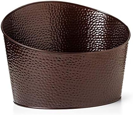 GiftTree Hammered Steel Bronze Metal Beverage Tub and Party Drink Chiller Set of Two | Large Oval Ice Bucket for Beer, Wine and Spirits | Entertain in Style Or Use As Home Storage