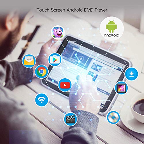 Dual Android Headrest DVD Player for Car 10.1" Touch Screen Bluetooth 4.0 1080P HD, Support FM WiFi DVD/CD/USB Drive/TF Card/HDMI Out, Built-in 4500mAh Battery Back Seat Monitor with Mount - Thumbnail 2