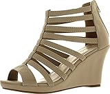Top Moda Womens Gladiator Inspired Bird Cage Strappy Wedge Sandals