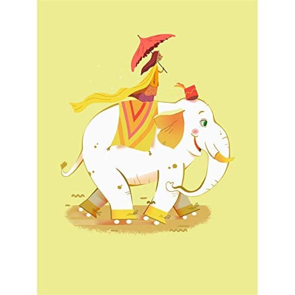 Wee Blue Coo Elephant Skates Canvas Wall Art Print