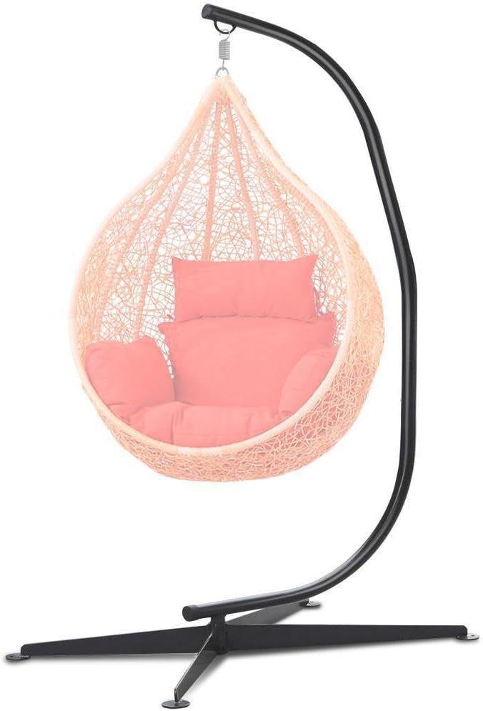 Heavy Duty Swing Chair Stand,Hammock C Stand-Bigger Base, Black(Stand Only)