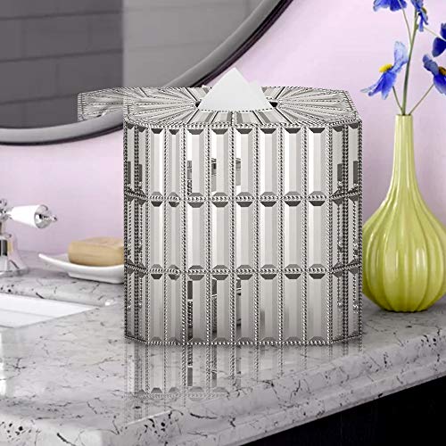 nu steel Glitz Collection Boutique Tissue, Square Shape, Paper Facial Tissue Box Holder for Bathroom Vanity Countertops, Bedroom Dressers, Nightstands, Desks and Tables, Resin with Chrome Finish