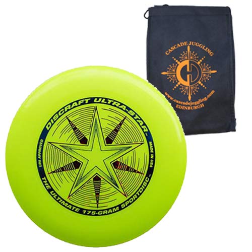 Discraft Ultrastar 175g Flying Disc - Ultimate Frisbee Competition Spec - Includes Cascade Juggling Bag (Yellow)