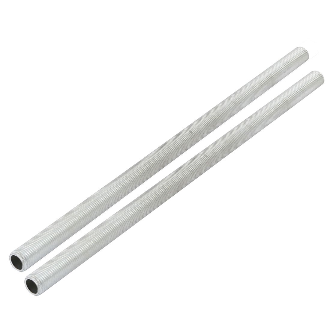 Sourcingmap Lamp Pipe Nipple, M10 Thread 225mm Length Hollow Lamps Repair Part Hardware for Lamp Lights, Zinc Plated Silver Tone, Pack of 2