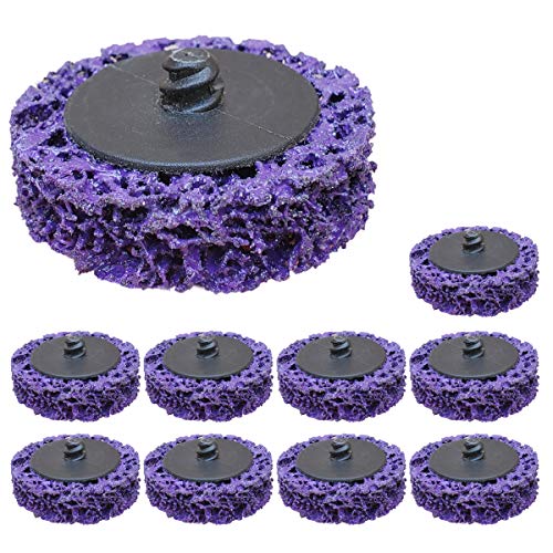 10 Pcs 2" Purple Extra Coarse Paint and Rust Stripper Brush, Quick Change Strip & Clean Discs for Metal Wood Fiberglass - Thumbnail 6