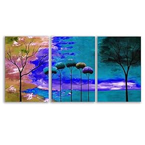 Canvas Wall Art Abstract Cloud Tree Pictures Home Wall Decorations for Bedroom Living Room Oil Paintings Canvas Prints Framed - 16"x24" x 3 Panels