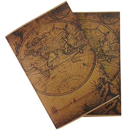 Wanderings Vintage Travelers Journal Inserts - Handmade Ivory Deckle Edge Blank Paper - Set of 2 Journal Refills for Leather Travel Notebooks, Writers, Diaries and Grimoires, 8.25x4.25