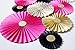 Hot pink Black Gold Cardstock Kate Spade Inspired Paper Fan Backdrop SET OF 9 for Bridal Shower, Birthday, Bachelorette party and Wedding