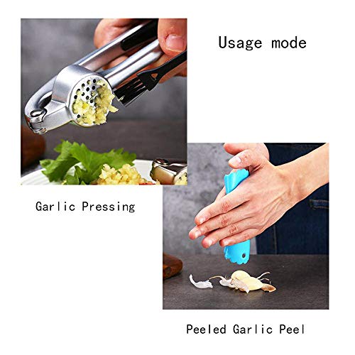 Garlic Press, KITHELP garlic Crusher With Silicone Roller Peeler - Professional Grade, Clean Brush, Dishwasher safe, Rust-proof, Stainless Steel Mincer - Thumbnail 4