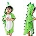 yaode Children's Beach Towels Breathable Warm Child Cartoon Bathrobes Polygonal Dinosaur Hooded Towel Bath Towels (Green)