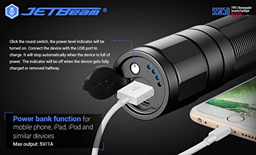Jetbeam SSR50 Type-C Rechargeable Flashlight -3650 Lumens -CREE XHP70.2 P2 LED (Can be used as a power bank) w/Exclusive Jetbeam Keychain Light - Thumbnail 4