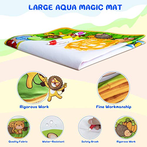 weird tails Water Doodle Mat for Kids - Animal Aqua Magic Drawing Toys - Coloring Painting Educational Writing Mats The Best Gift for Boys and Girls Age 2 3 4 5 6
