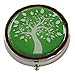 Tree of Life Round Silver Three Section Pocket Purse Travel Pill Box Case