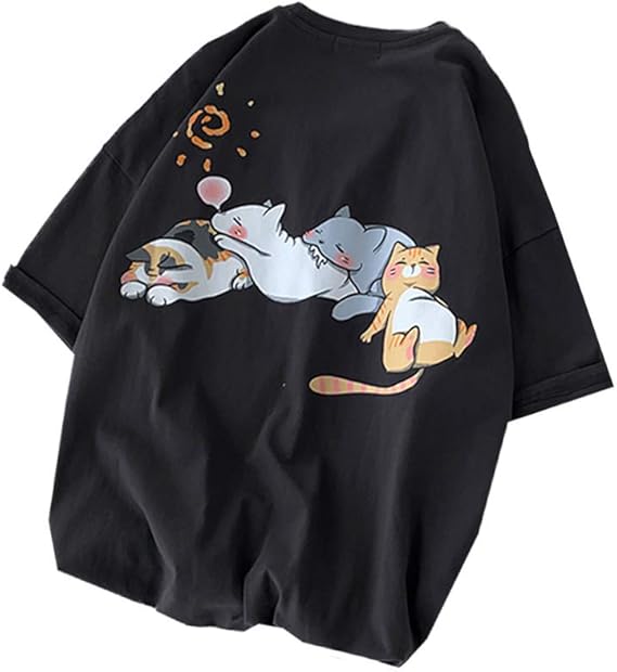 Amazon カラーショップ Tシャツ メンズ レディース 猫 おおきいサイズ 半袖 漫画 アニメ Tシャツ カットソー 通販